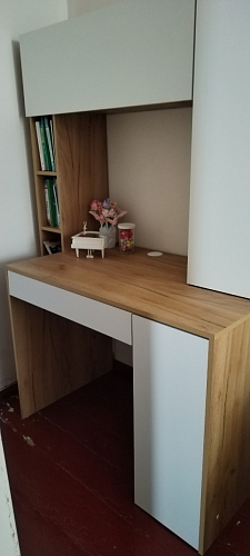 Письменный стол Комфорт 12.71 дуб золотой craft / белая аляска фото покупателя 118