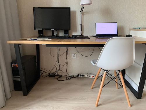 Деревянный стол Лота Лофт 140х80 черный матовый / бетон светлый фото покупателя 873