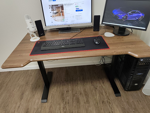 Компьютерный стол Маркос с механизмом подъема 140х80х75 белый / вотан дуб фото покупателя 10