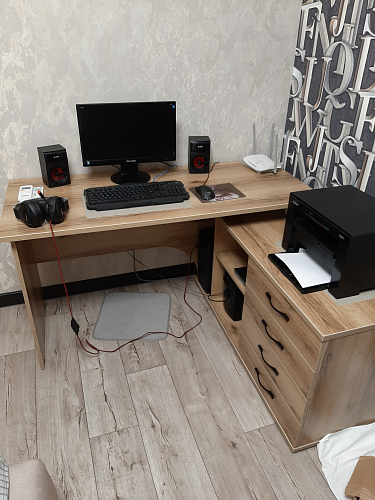 Компьютерный стол КСТ-109П правый дуб сонома / белый фото покупателя 106