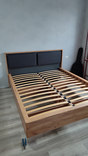 Двуспальная кровать Клауд 160х200 парящая дуб крафт золотой / антрацит фото покупателя 381