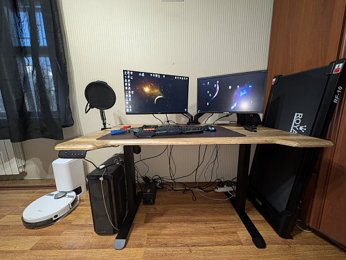 Компьютерный стол Маркос с механизмом подъема 140х80х75 орех кантри / белый фото покупателя 27