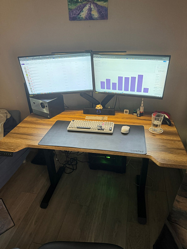 Компьютерный стол Маркос с механизмом подъема 120х75х75 черный / кантри орех фото покупателя 43