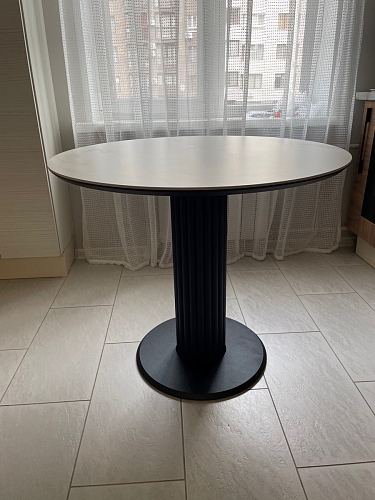 Керамический стол Кэмерон 90х90х75 белый мрамор snow white / черный фото покупателя 3