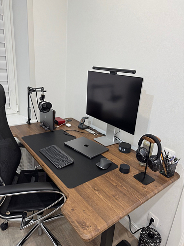 Компьютерный стол Маркос 140х80 голубой / черный фото покупателя 38