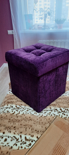 Пуф Складной микровельвет синий фото покупателя 2