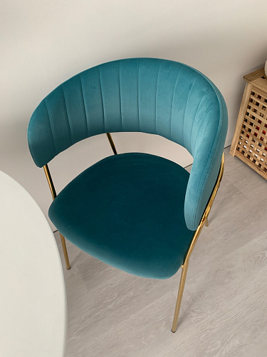 Стул на металлокаркасе Kamelia голубой / голубой / золотой фото покупателя 6