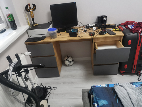 Письменный стол Элла ПС 02 серый графит 0162 / дуб крафт золото фото покупателя 6