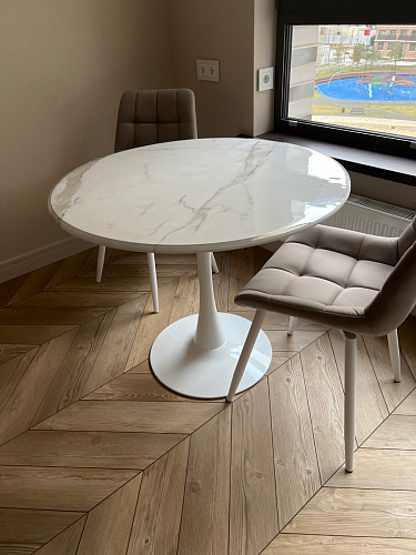 Стол Тулип 90х73 дуб вотан / белый фото покупателя 125