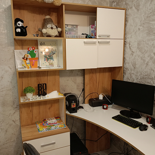 Компьютерный стол Ганор правый дуб вотан / белый фото покупателя 16