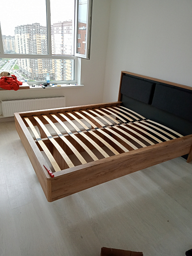 Двуспальная кровать Клауд 160х200 парящая дуб крафт золотой / антрацит фото покупателя 30