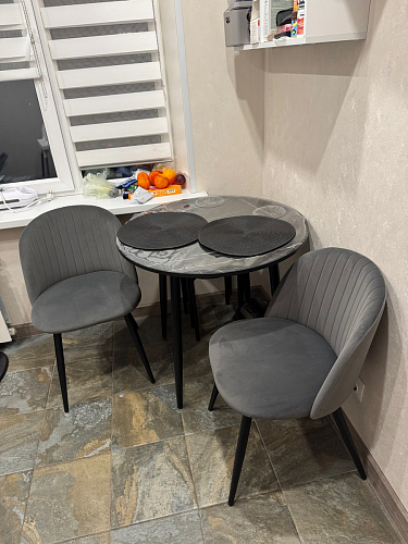 Стул на металлокаркасе Gabi dark beige / black / silver фото покупателя 541