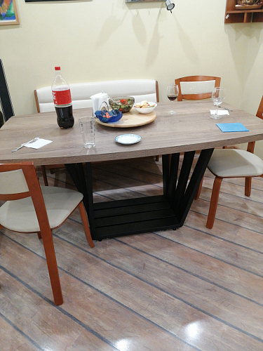 Стол на тумбе Эудес дуб галифакс табак / черный фото покупателя 30