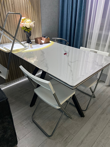 Керамический стол Вилли 140(200)х80 carmen light grey / черный фото покупателя 69