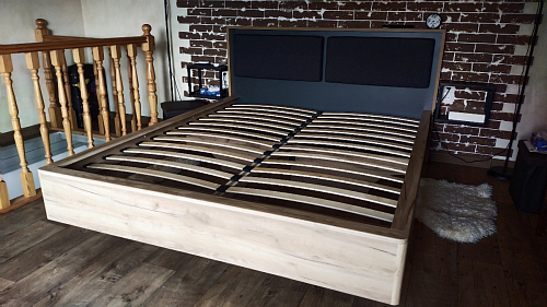 Двуспальная кровать Клауд 160х200 парящая дуб крафт золотой / антрацит фото покупателя 309