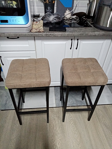 Барный стул Лофт ткань канди грей / черный матовый фото покупателя 145