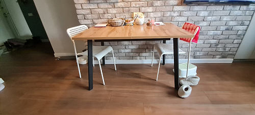 Деревянный стол Колон Лофт 120(160) х 75 черный матовый / бетон фото покупателя 43