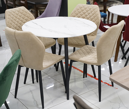 Деревянный стол Абилин 90х76 светло-серый / черный матовый из шоурума 4