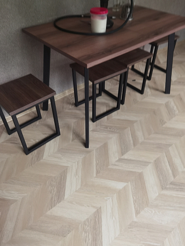 Стол Тринити Лофт 120 32 мм дуб галифакс табако / черный матовый фото покупателя 645