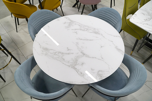 Стеклянный стол Нейтон белый мрамор / золото / белый из шоурума 3