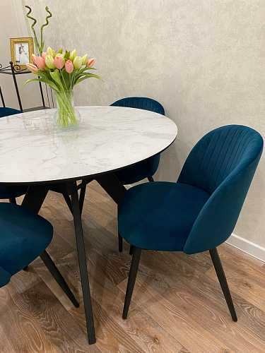 Стул на металлокаркасе Gabi 1 light blue / black / gold фото покупателя 310