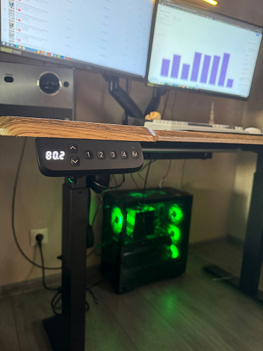 Компьютерный стол Маркос с механизмом подъема 120х75х75 орех кантри / белый фото покупателя 42