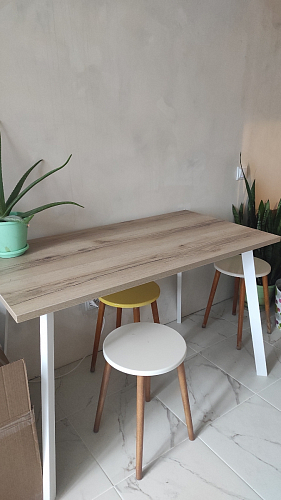 Стол Тринити Лофт 140 25 мм дуб делано темный / белый фото покупателя 123