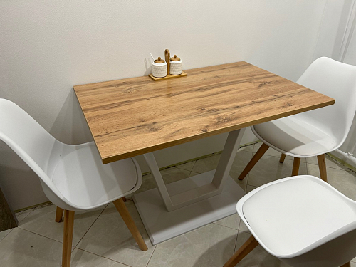 Стол на тумбе Мичиган Лофт 110х70 25 мм дуб делано темный / черный матовый фото покупателя 6