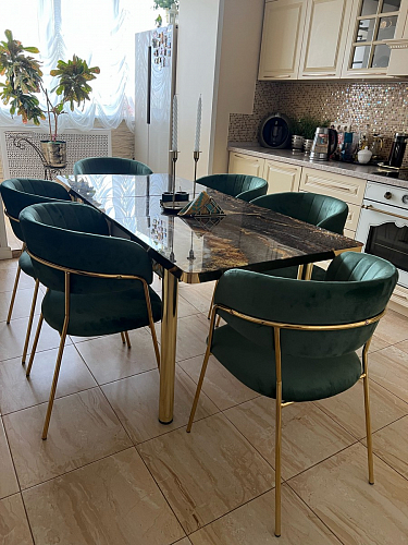 Стул на металлокаркасе Kamelia голубой / голубой / золотой фото покупателя 93