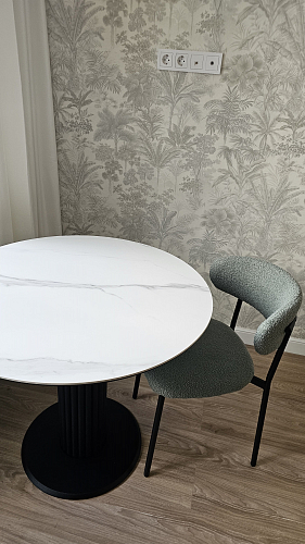 Стеклянный стол Кэмерон 110х110х75 серый / черный фото покупателя 6