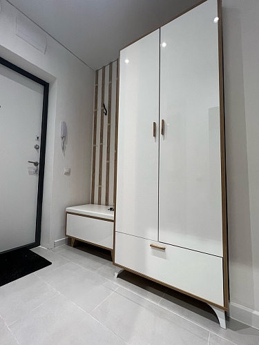 Обувница Эго Об-1 на ножках бетон светлый / белый глянец фото покупателя 14