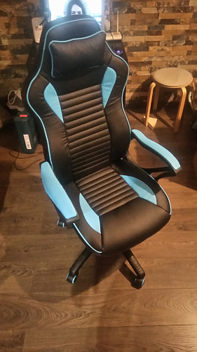 Компьютерное кресло Leon черное / голубое фото покупателя 2