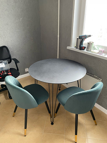 Стул на металлокаркасе Gabi 1 light purple / black / gold фото покупателя 329