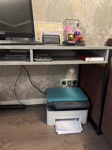 Письменный стол Леон Лофт черный матовый / дуб вотан фото покупателя 136