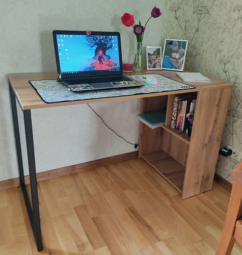 Письменный стол Фред Лофт черный матовый / дуб делано темный фото покупателя 4