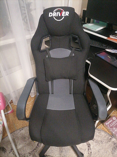 Компьютерное кресло Driver/Драйвер кожзам черный / ткань черный фото покупателя 71