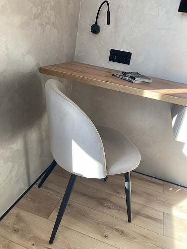 Стул на металлокаркасе Gabi 1 light blue / black / gold фото покупателя 238