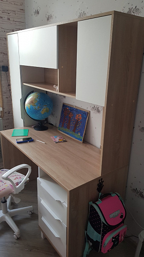 Компьютерный стол Комфорт 12.95 N дуб сонома / сатин фото покупателя 16