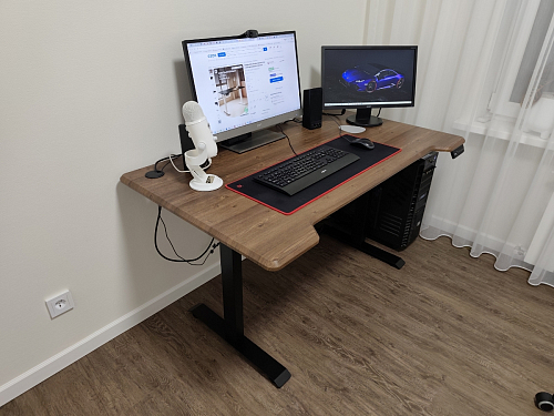 Компьютерный стол Маркос с механизмом подъема 140х80х75 орех кантри / белый фото покупателя 9