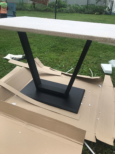 Стол на тумбе Мичиган Лофт 110х70 25 мм дуб вотан / черный матовый фото покупателя 3