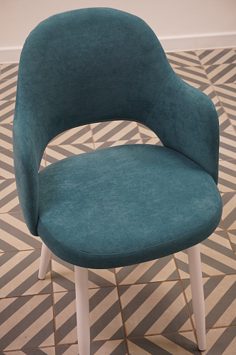 Стул на металлокаркасе Гутрид ромбы сзади бирюзовый / белый из шоурума 1