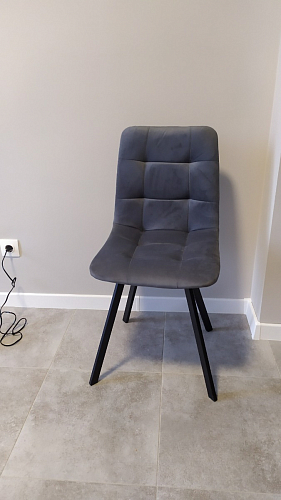 Стул на металлокаркасе Чилли К светло-серый велюр / черный каркас фото покупателя 1101