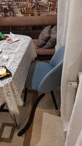 Стул на металлокаркасе Gabi 1 light blue / black / gold фото покупателя 283