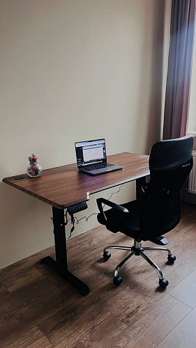 Компьютерный стол Маркос с механизмом подъема 140х80х75 белый / вотан дуб фото покупателя 55