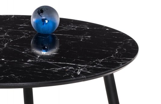 Стеклянный стол Кловис черный мрамор / черный