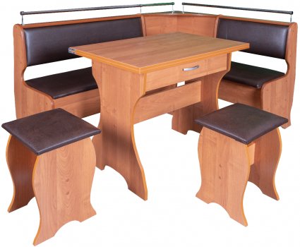 Кухонный уголок Елена-5 ольха / кожзам коричневый