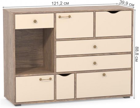 Комод Вайс 10.97 морское дерево винтаж К 015PW / песочный / дуб паллада